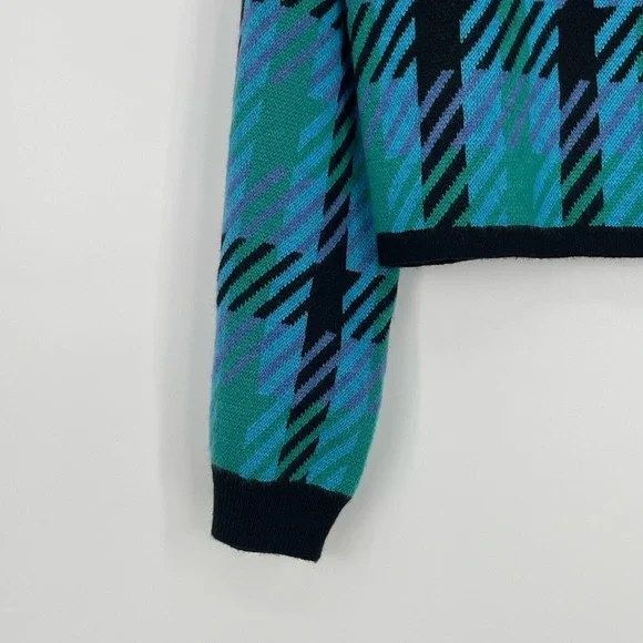 SUNCOO Paris Women's Blue Black Plaid Check Gold Button Gaya Cardigan Jacket T1 - Picture 6 of 12